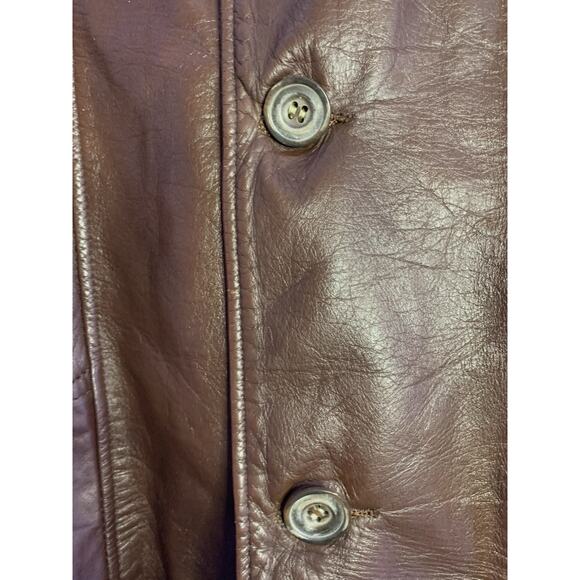 VTG London Fog Brown Leather Coat Men’s 42 Reg Zip Out Faux Fur Liner, Long Coat - Picture 5 of 13